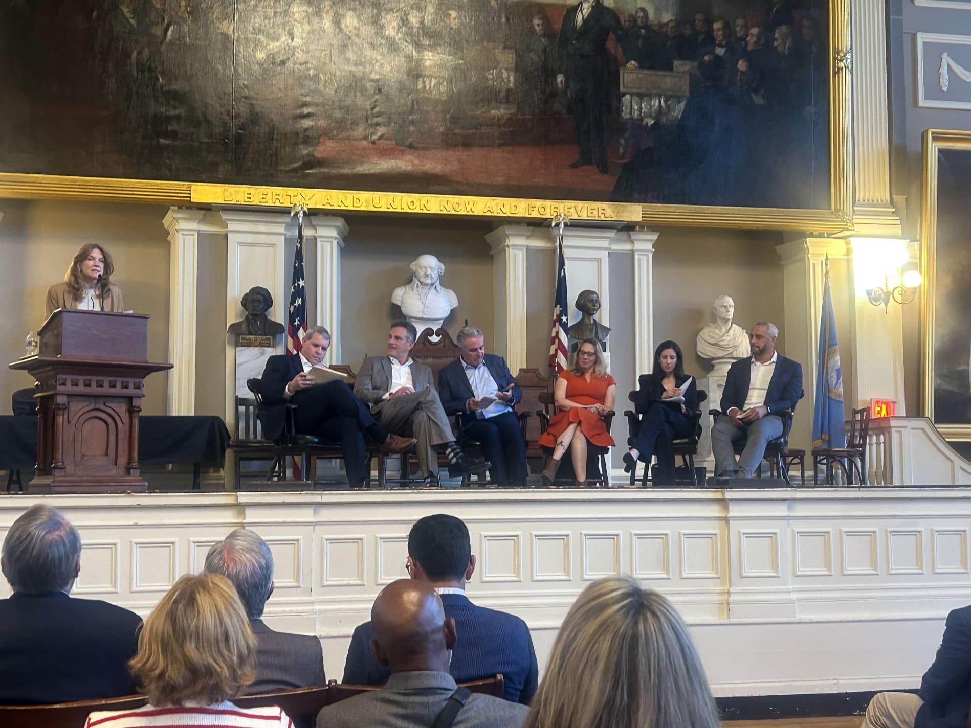 Attendees observing robotics demo at Northeastern University’s Institute of Experiential Robotics.